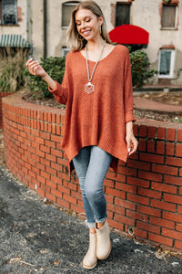 Don't Waste A Moment Cinnamon Brown Oversized Sweater