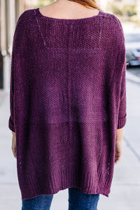 purple loose knit sweater