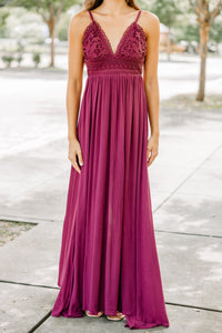 crochet red wine maxi dress