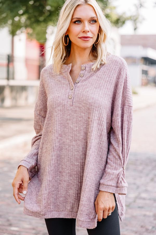 On Your Good Side Mauve Pink Ribbed Tunic