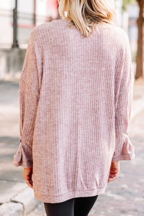 On Your Good Side Mauve Pink Ribbed Tunic