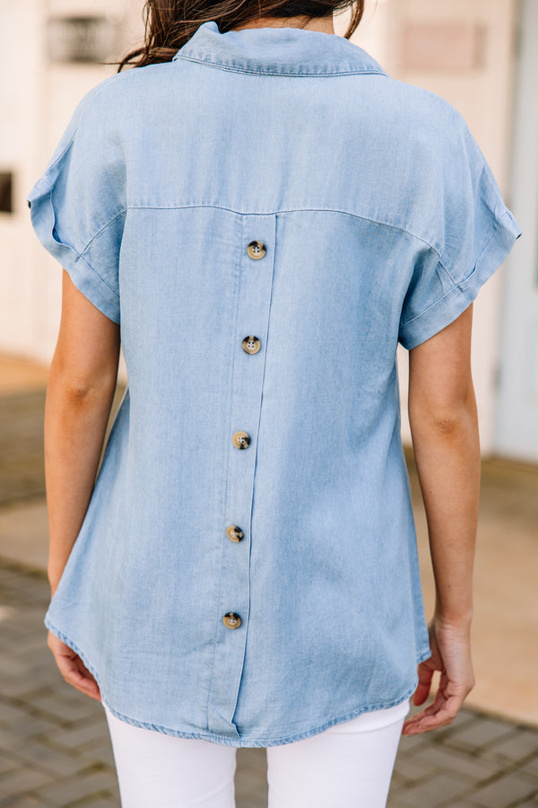 blue chambray top