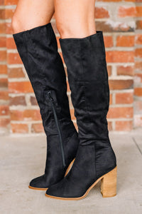 faux suede black boots