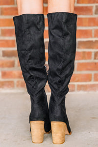 faux suede black boots