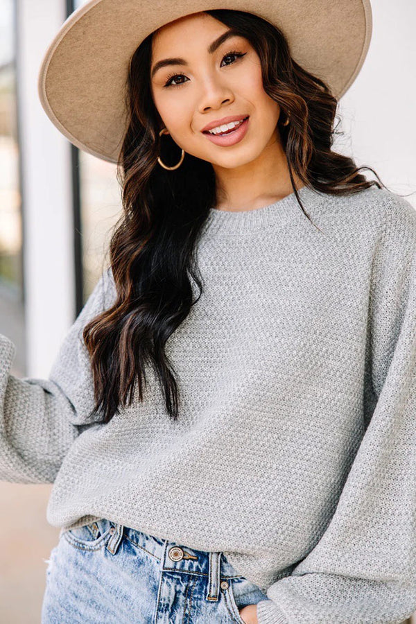 The Slouchy Light Gray Bubble Sleeve Sweater