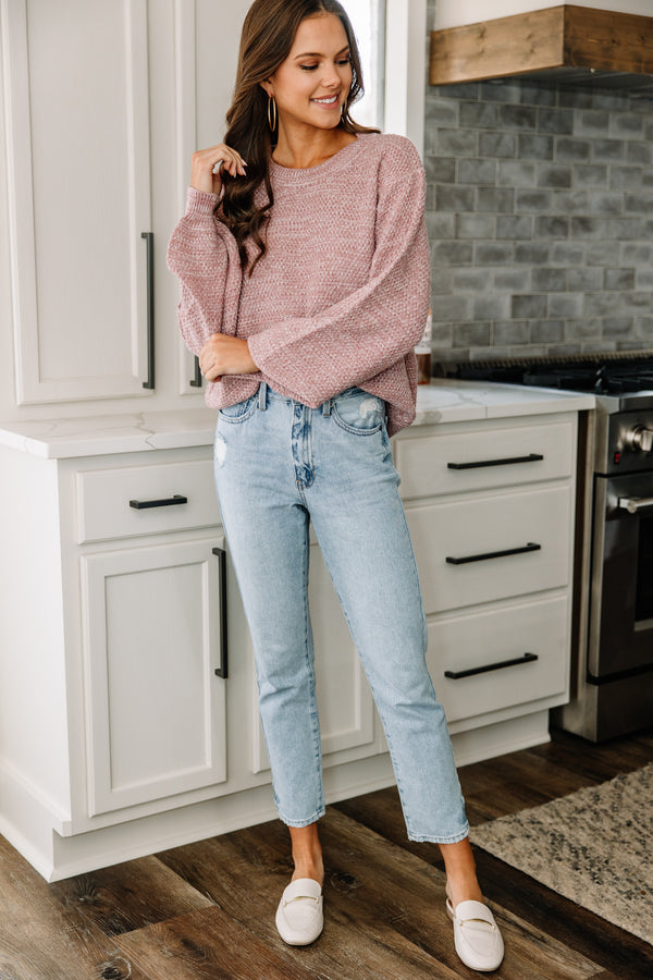 pink bubble sleeve sweater