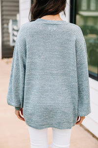 The Slouchy Blue Gray Bubble Sleeve Sweater
