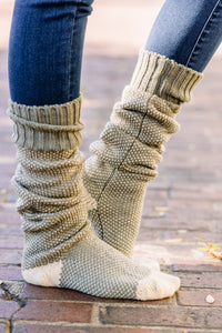 More Than You Know Sage Green Boot Socks