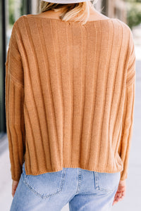 Create Your Look Camel Brown Ribbed Sweater