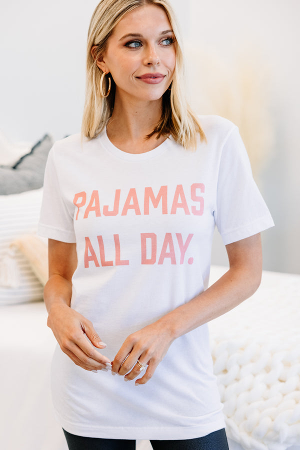 Pajamas All Day White Graphic Tee