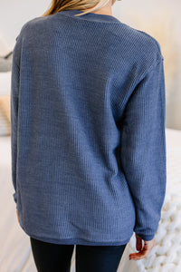Do Not Disturb Navy Blue Graphic Corded Sweatshirt