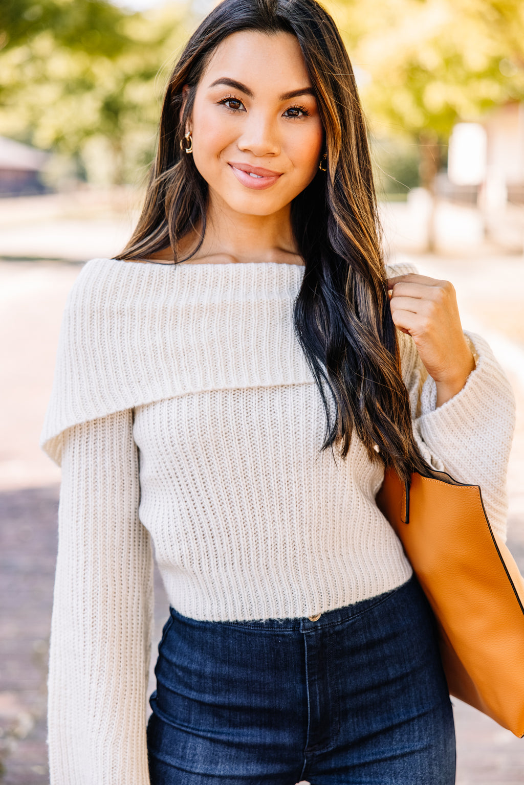 White over the shoulder on sale sweater