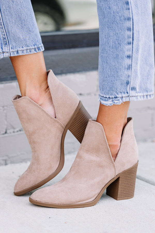 Take Your Chance Taupe Brown Heeled Booties