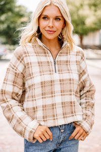 brown plaid pullover