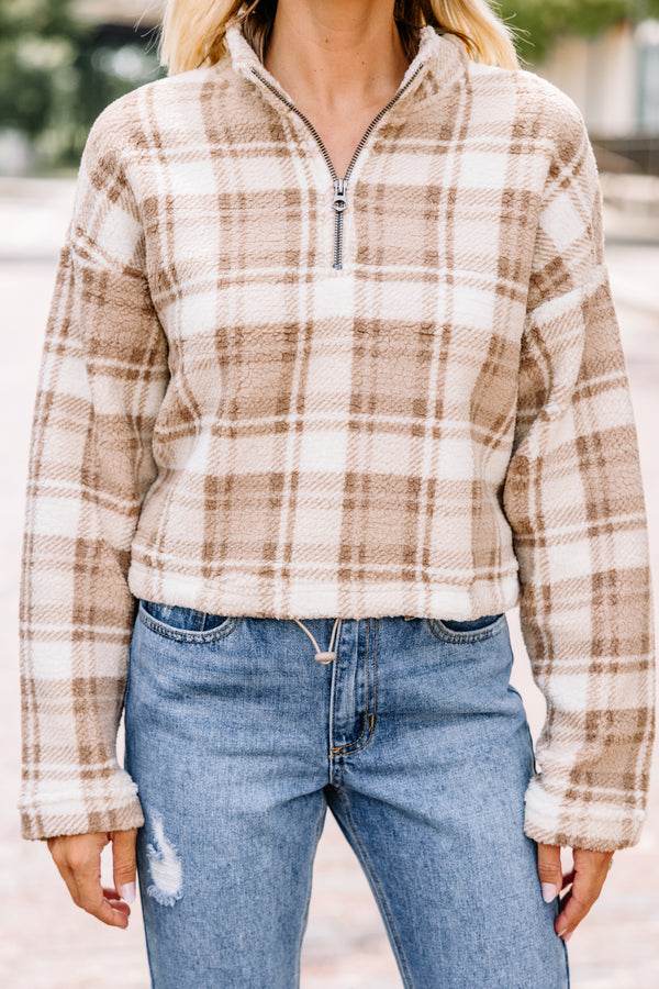 brown plaid pullover