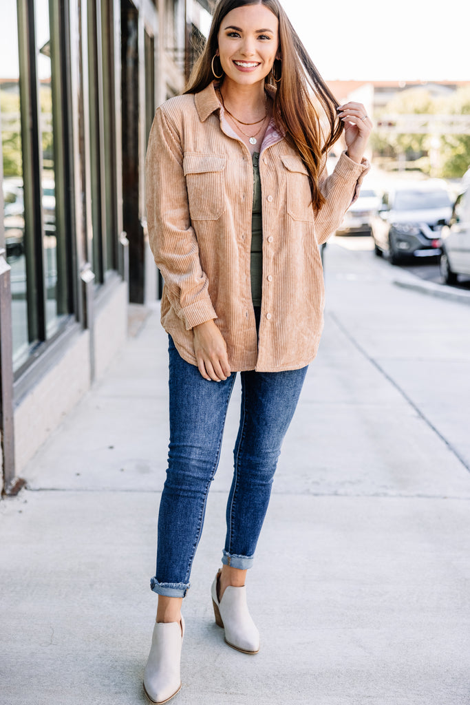 Trendy Camel Brown Reversible Shacket - Boutique Outerwear – Shop the Mint