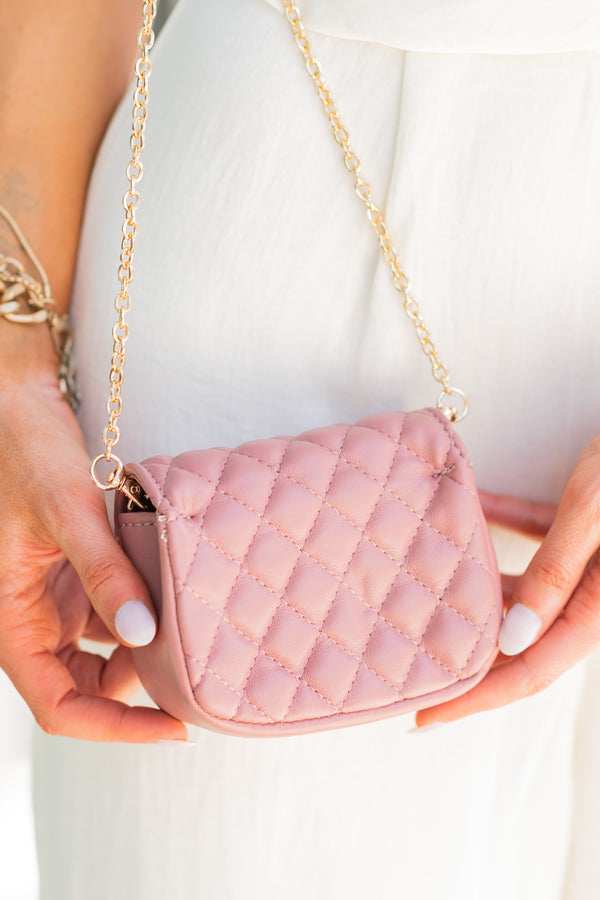 Tiny Quilted Mini Purse | Light Pink | Snappy Turtle