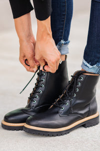 black combat boots