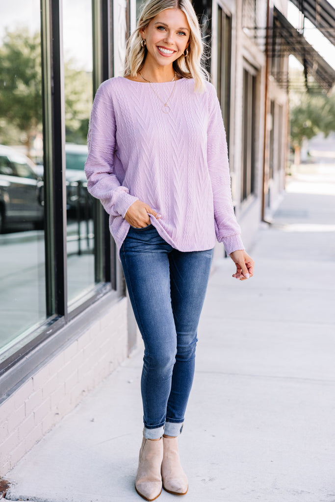The Slouchy Lilac Purple Cable Knit Top – Shop the Mint
