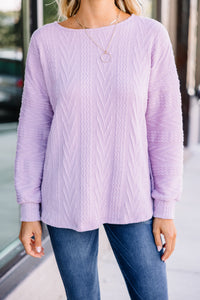 The Slouchy Lilac Purple Cable Knit Top