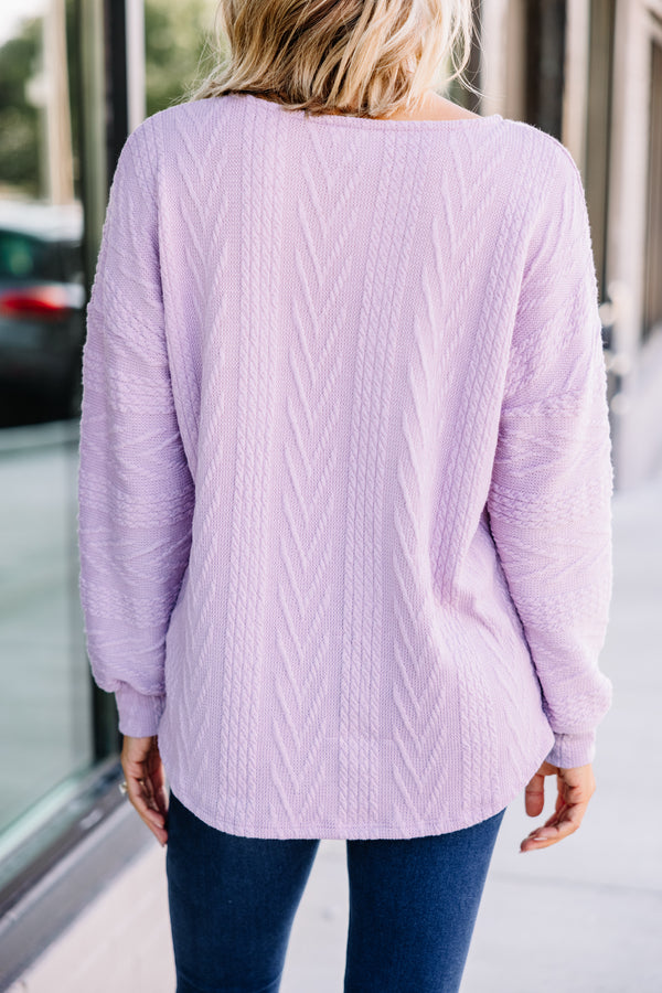 The Slouchy Lilac Purple Cable Knit Top