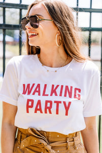Walking Party White/Red Graphic Tee