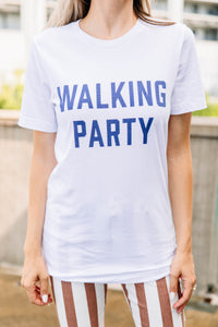 Walking Party White/Navy Graphic Tee