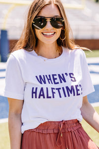 When's Halftime? White/Navy Graphic Tee