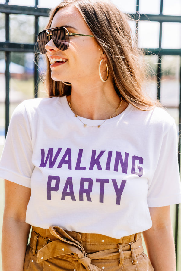 Walking Party White/Purple Graphic Tee