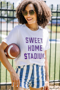 Sweet Home Stadium White/Purple Graphic Tee