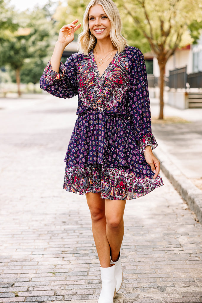 Go On With It Navy Blue Mixed Print Dress – Shop the Mint