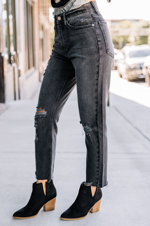 Captivating Love Black Distressed Jeans