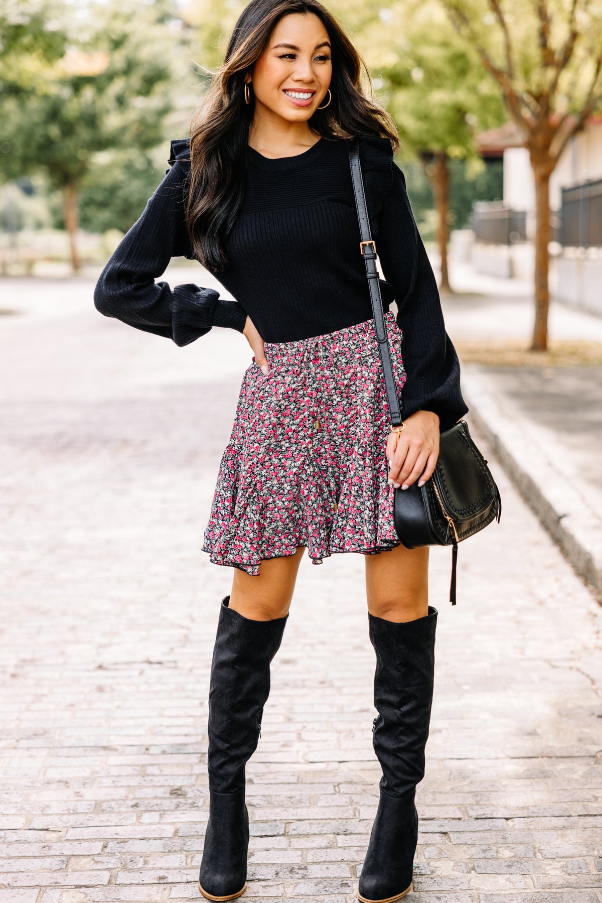 Up To You Black Ditsy Floral Skort - Boutique Skirts – Shop the Mint