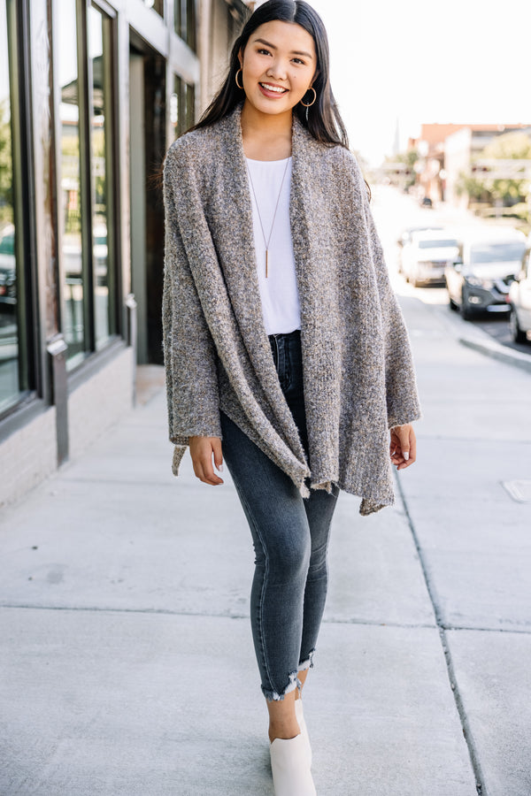 Cozy Casual Taupe Brown Oversized Cardigan