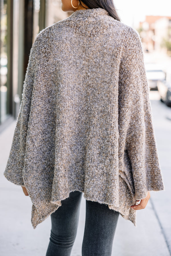 Cozy Casual Taupe Brown Oversized Cardigan