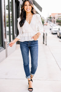 Falling For You Ivory Ruffle Blouse