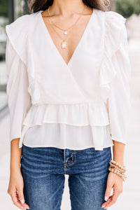 Falling For You Ivory Ruffle Blouse