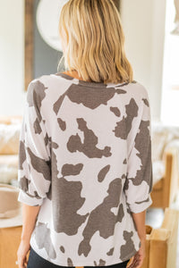 cow print brown top