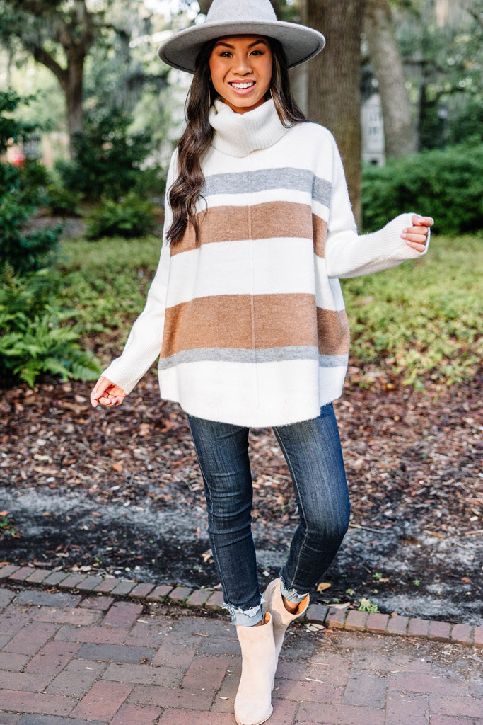 Leave It All Behind Cream White Striped Sweater – Shop the Mint