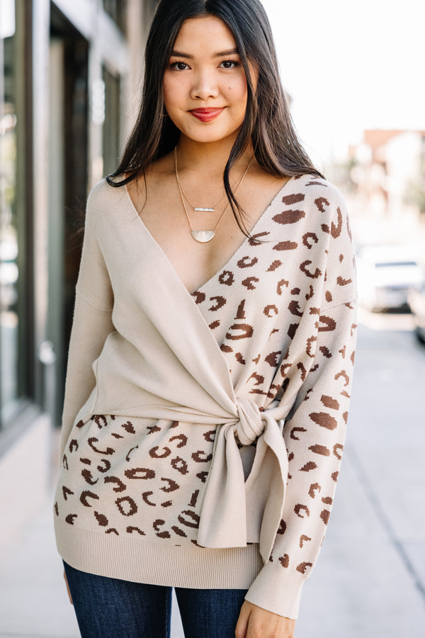 Together Forever Taupe Brown Leopard Sweater