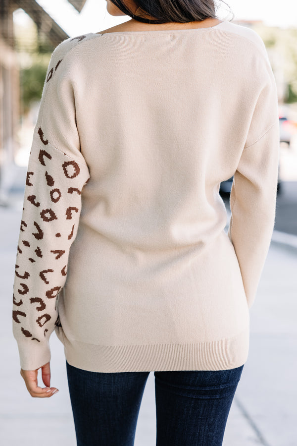 Together Forever Taupe Brown Leopard Sweater