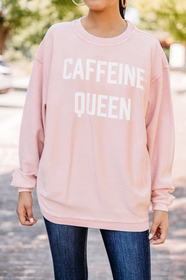 Caffeine Queen Blush Pink Corded Graphic Sweatshirt