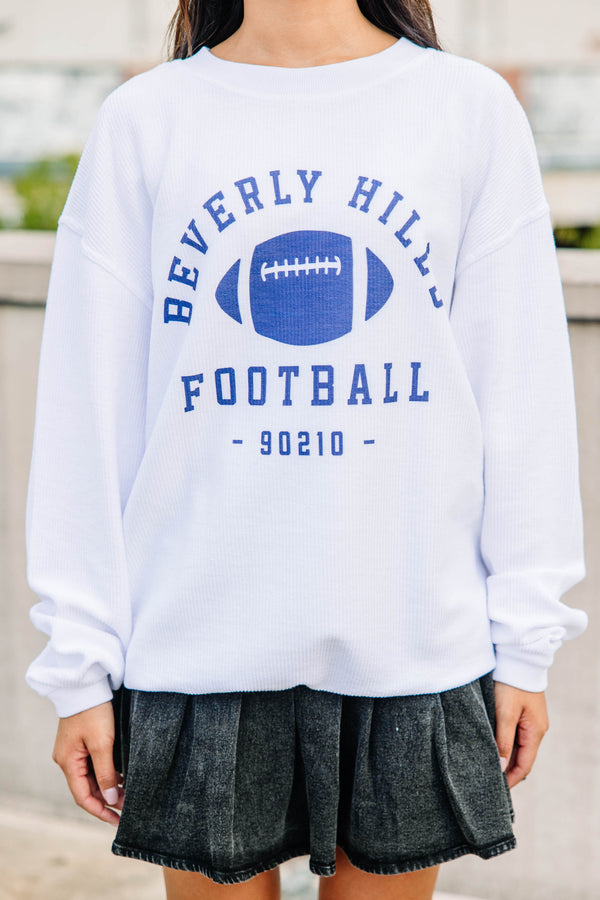 Beverly Hills Football White Corded Sweatshirt