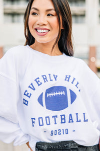 Beverly Hills Football White Corded Sweatshirt