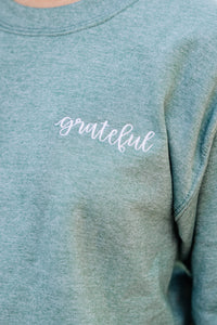 Grateful Green Embroidered Sweatshirt