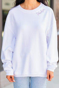 Teacher White Corded Embroidered Sweatshirt