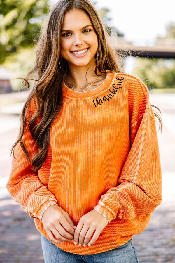 Essential crew neck Sweatshirt- Orange – fashcolony