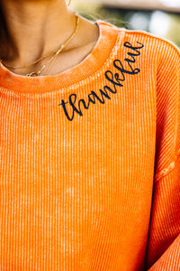 Thankful Burnt Orange Corded Embroidered Sweatshirt – Shop the Mint