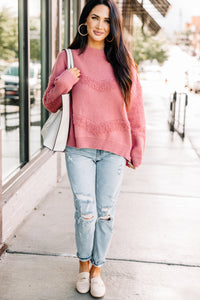 pink textured sweater