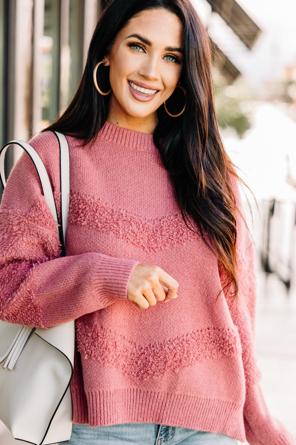 pink textured sweater